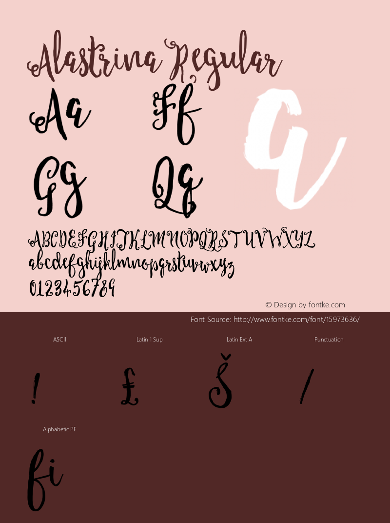 Alastrina Regular Version 001.001 Font Sample