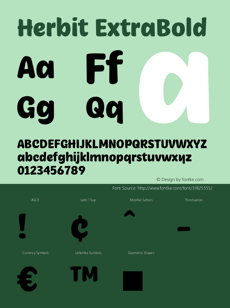 Herbit-ExtraBold Version 1.000 Font Sample