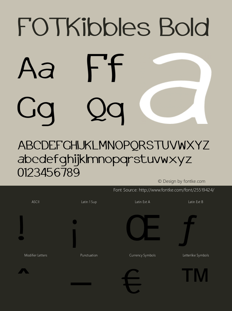 FOTKibbles-Bold Version 1.000 Font Sample