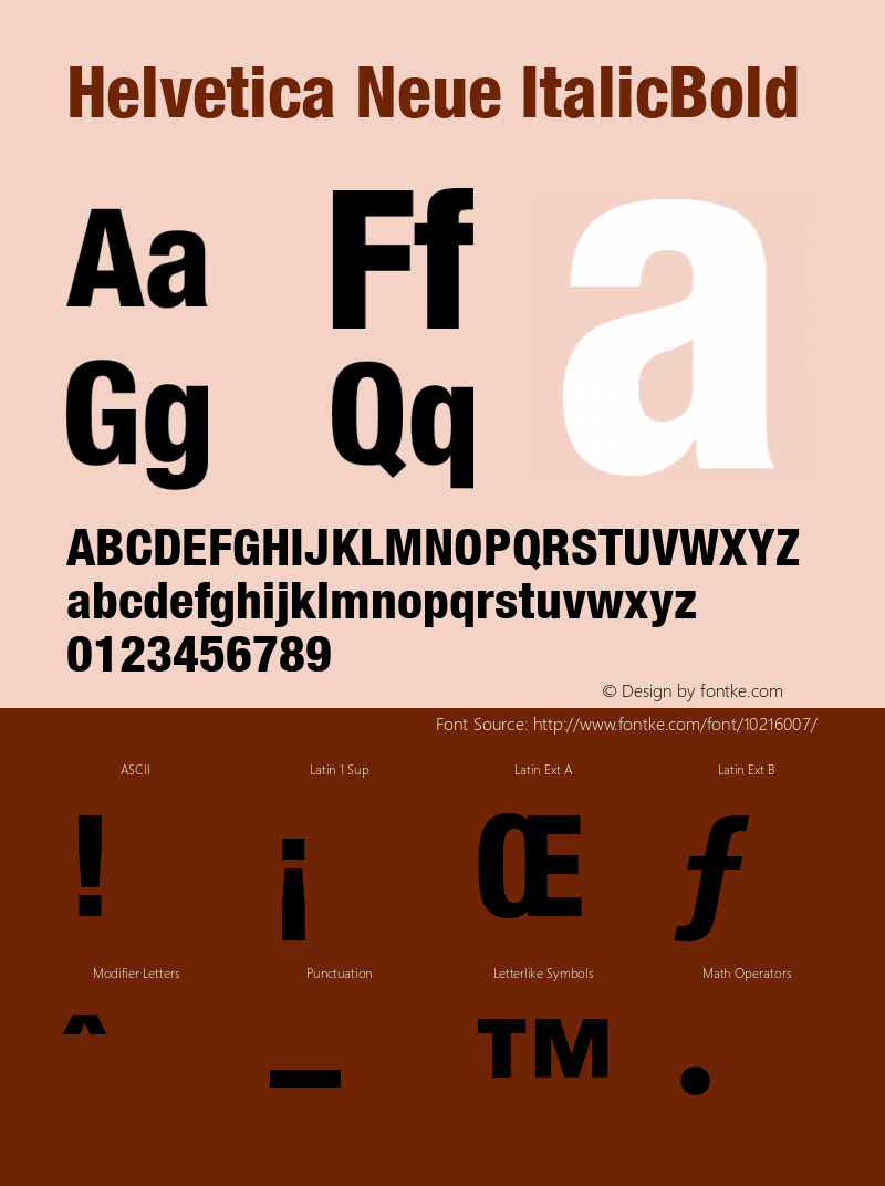 Helvetica Neue ItalicBold Version 1.00 Font Sample