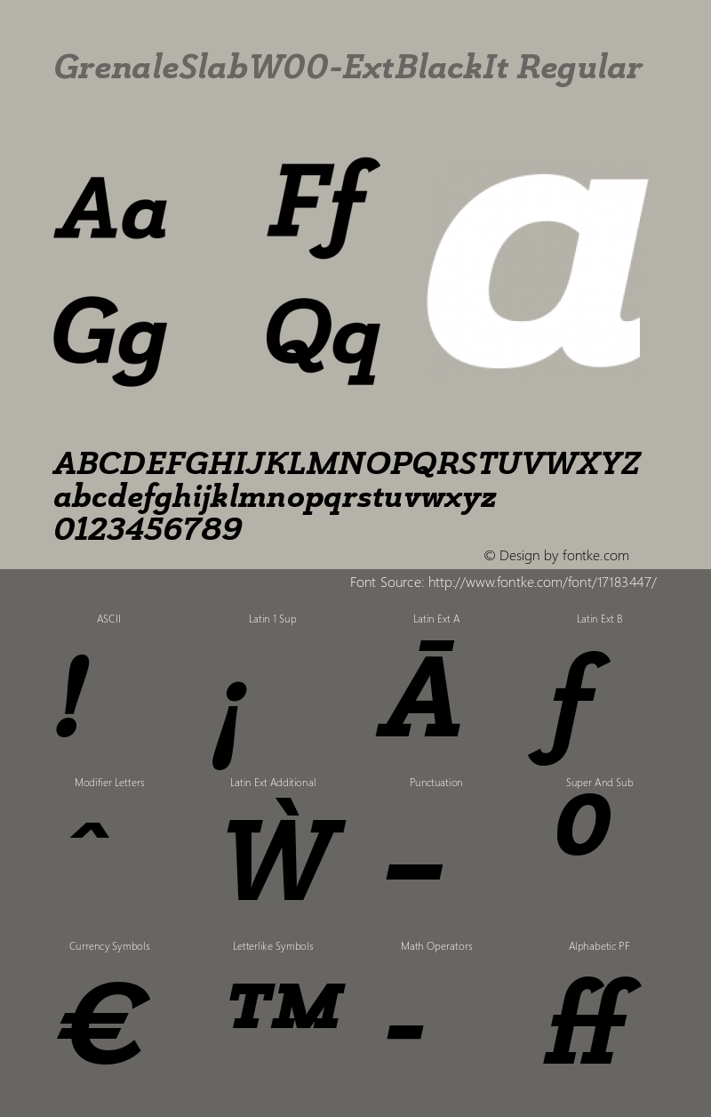 GrenaleSlabW00-ExtBlackIt Regular Version 1.00 Font Sample