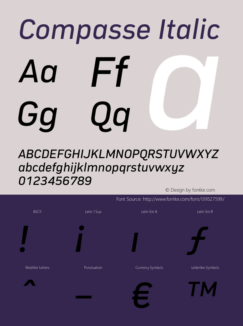 Compasse Italic Version 1.0 Font Sample