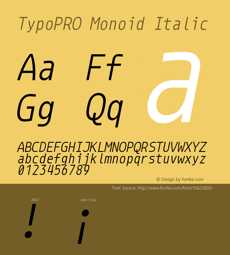 TypoPRO Monoid Italic Version 0.60 Font Sample