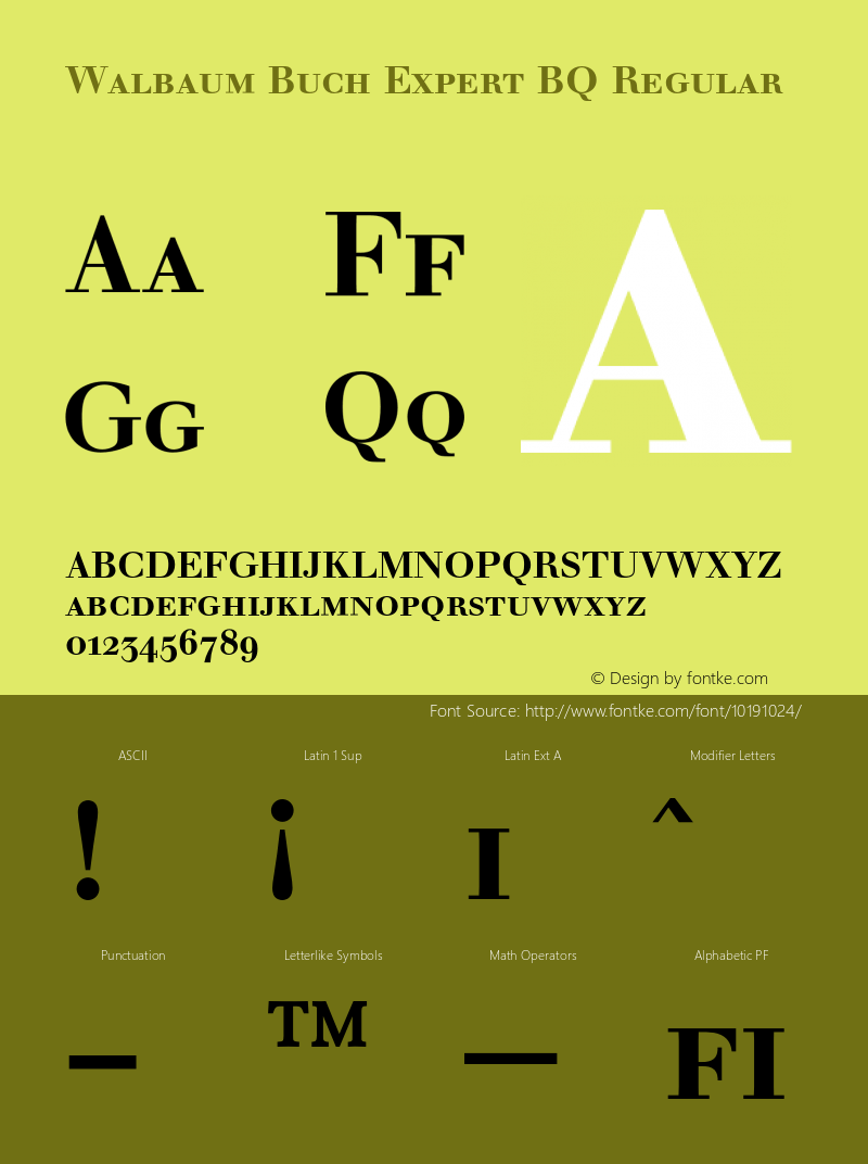 Walbaum Buch Expert BQ Regular 001.000 Font Sample