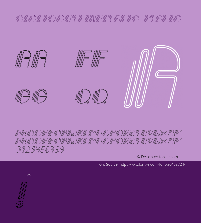 GiglioOutlineItalic Version 001.000 Font Sample