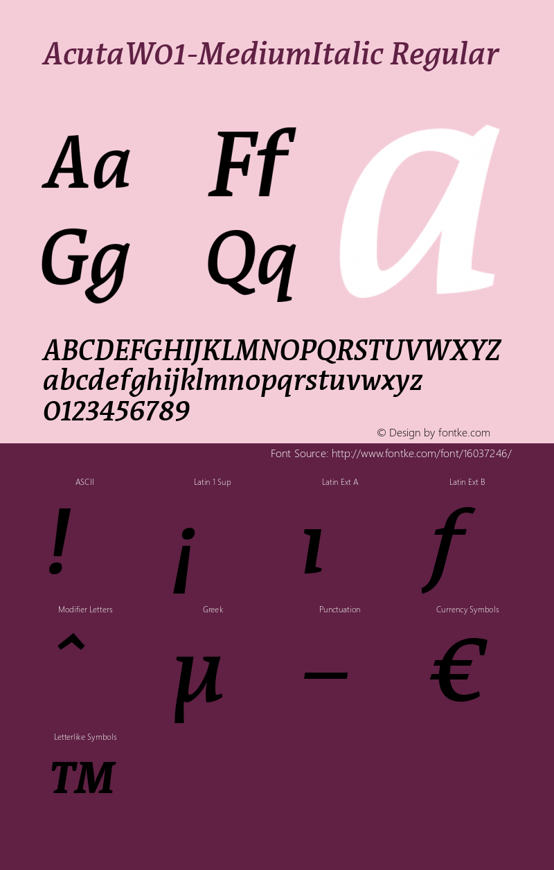 AcutaW01-MediumItalic Regular Version 1.10 Font Sample