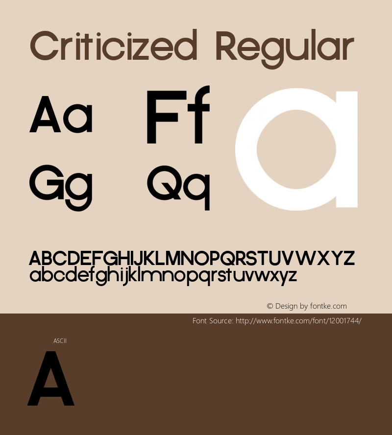 Criticized Regular Version 1.0 Font Sample