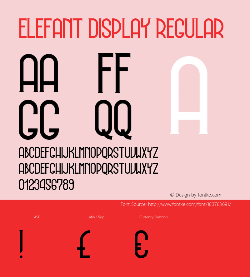 Elefant Display Regular Version 1.000;PS 001.000;hotconv 1.0.88;makeotf.lib2.5.64775图片样张