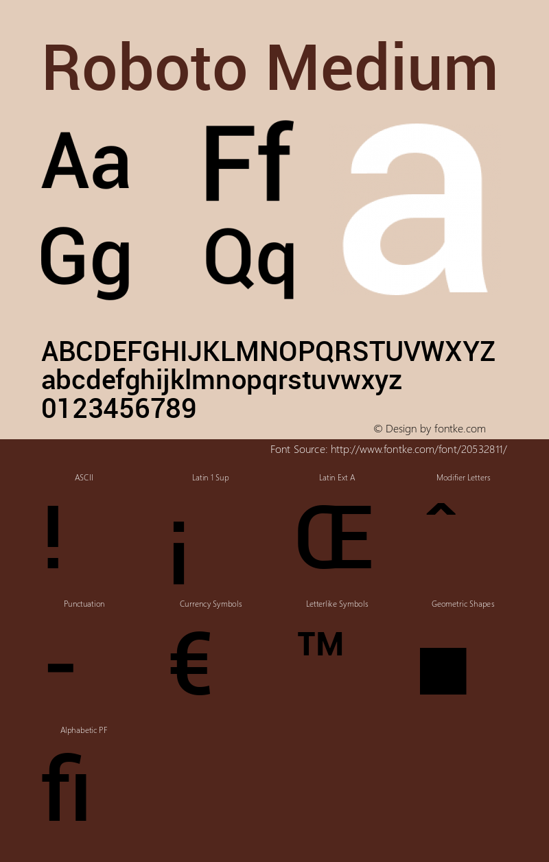 Roboto Lt Regular Version 1.00000; 2011 Font Sample