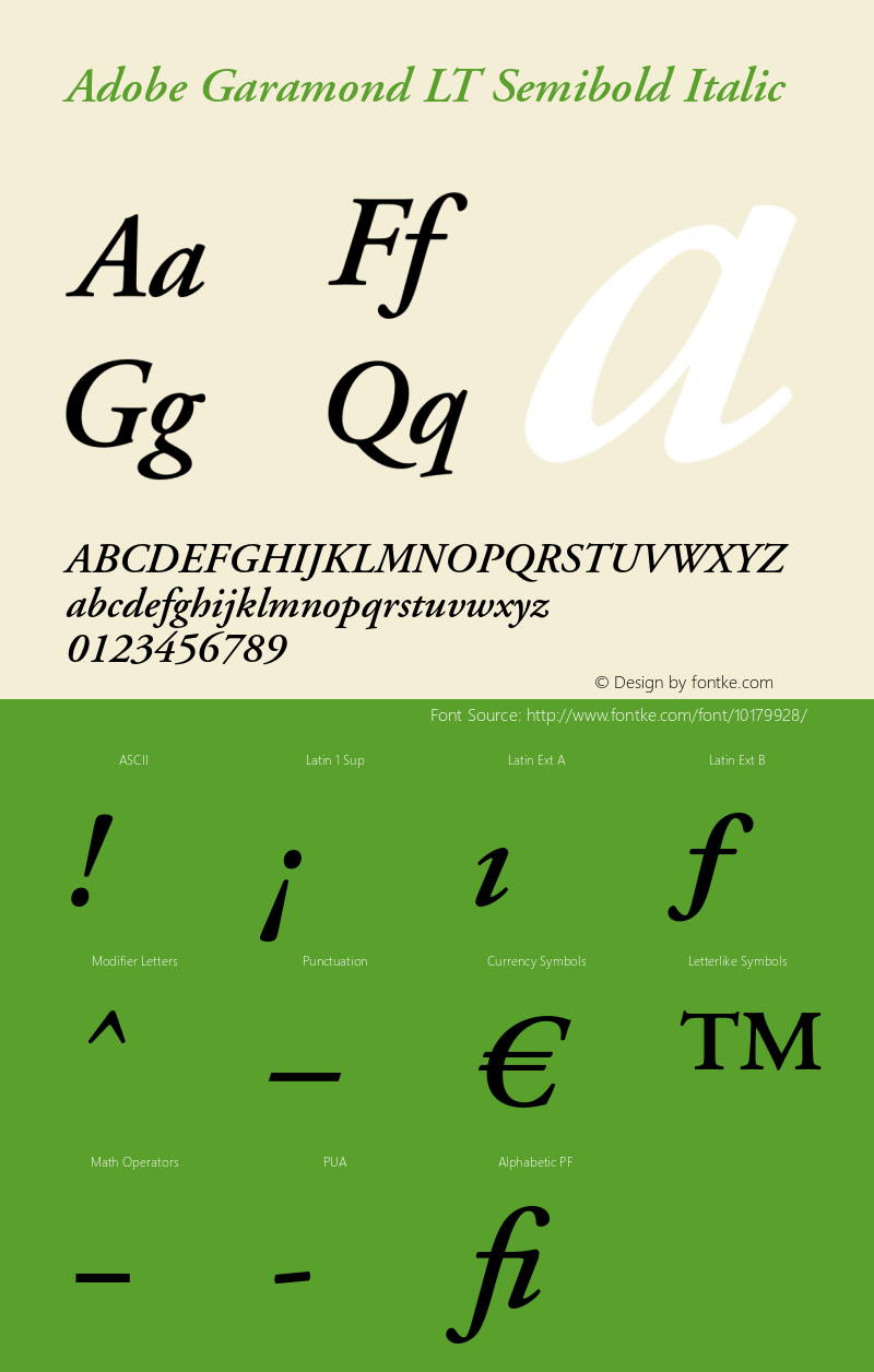 Adobe Garamond LT Semibold Italic 006.000 Font Sample