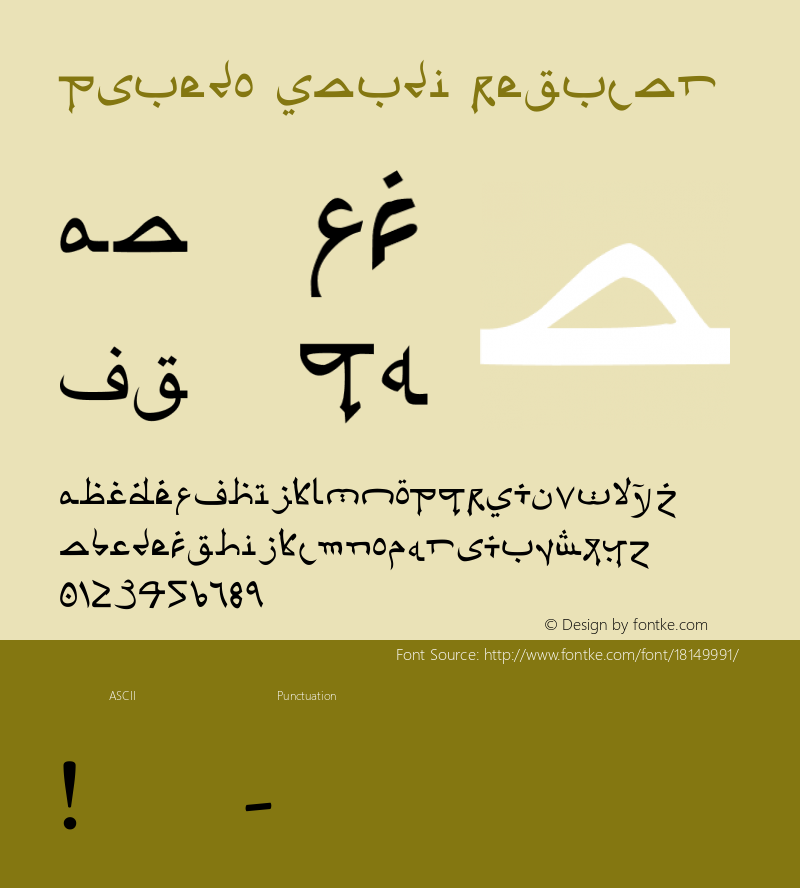 Psuedo Saudi Regular 1 Font Sample