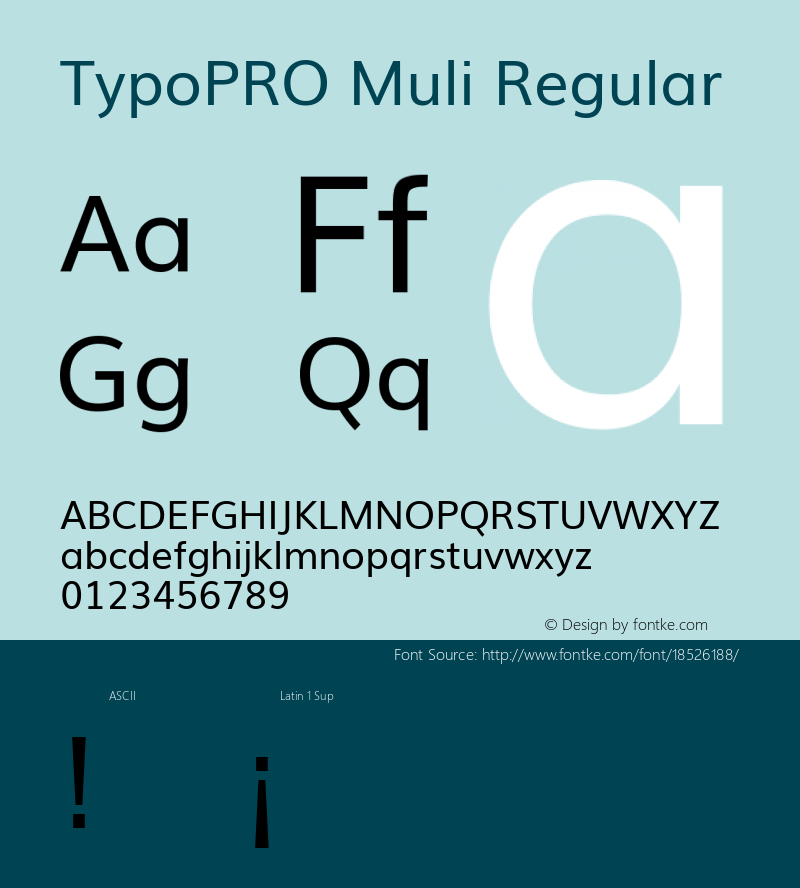 TypoPRO Muli Regular Version 2; ttfautohint (v1.00rc1.6-4cba) -l 8 -r 50 -G 200 -x 0 -D latn -f none -w G Font Sample
