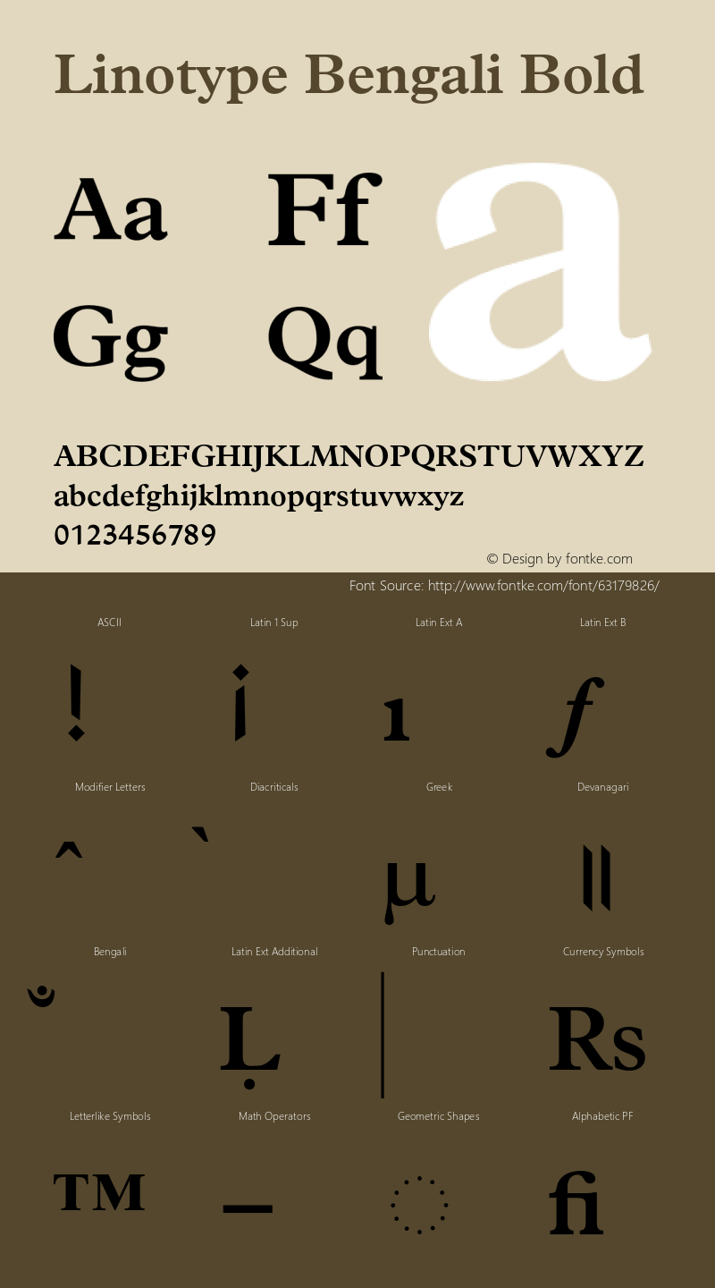 LinotypeBengali-Bold Version 1.00 Font Sample