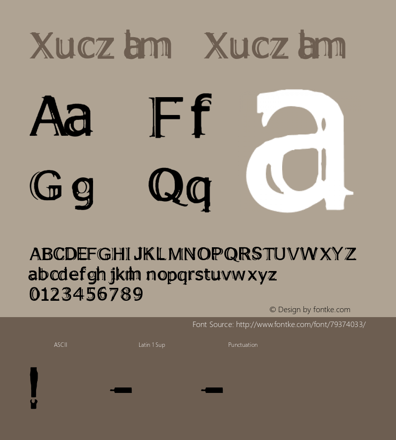 Xuczlam  Xuczlam Version 1.02; January 1, 2000 Font Sample