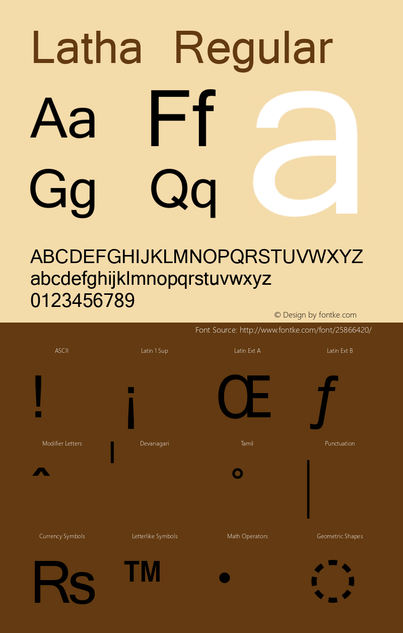 Latha Version 6.90 Font Sample