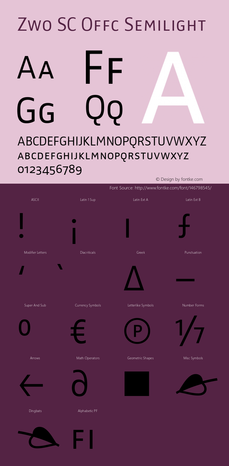 Zwo SC Offc Semilight Version 7.504; 2010; Build 1023 Font Sample