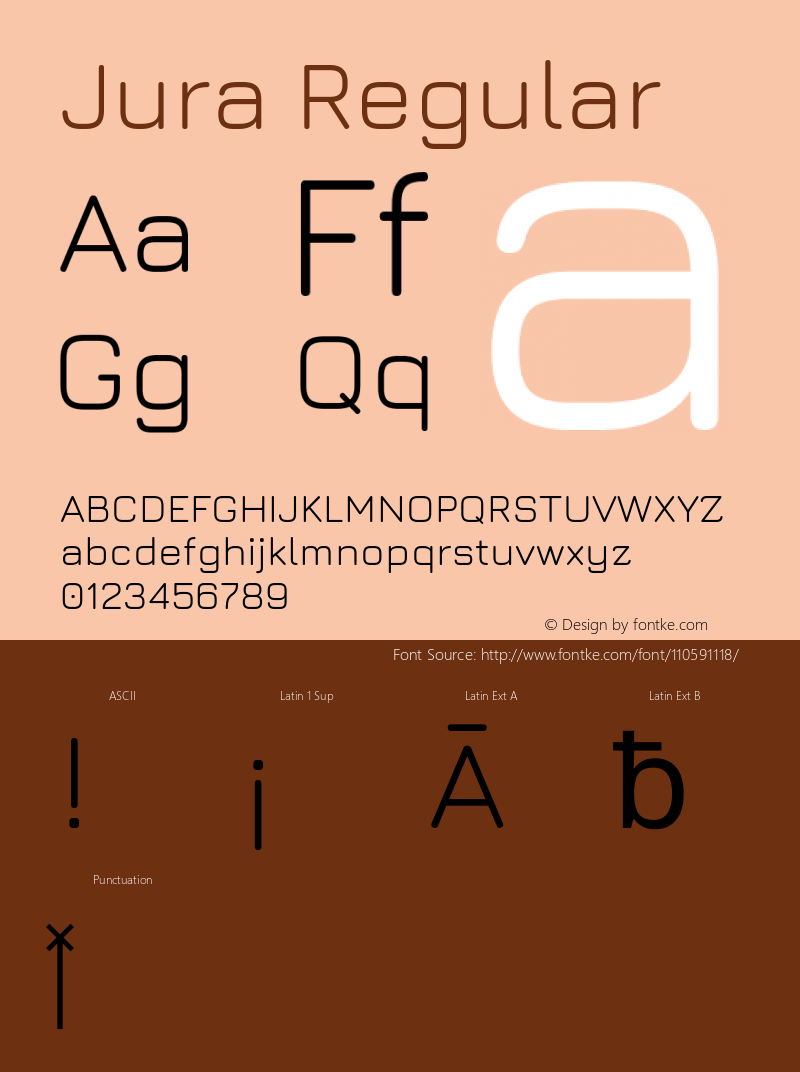 Jura Regular Version 5.101; ttfautohint (v1.6) Font Sample