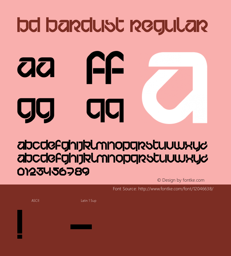 BD Bardust Regular Altsys Fontographer 4.1 03.11.2003 Font Sample