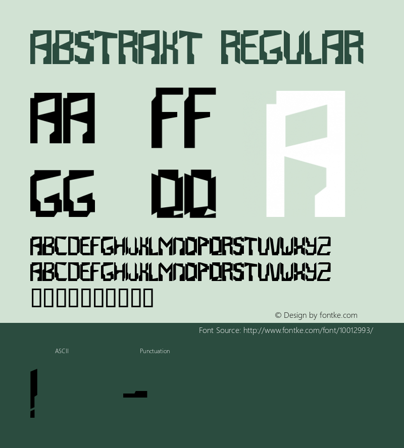 Abstrakt Regular Macromedia Fontographer 4.1.2 11/3/98 Font Sample