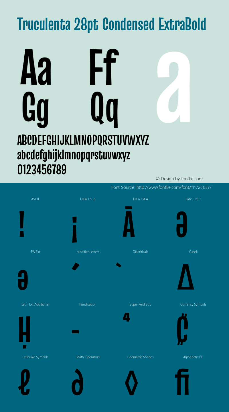 Truculenta 28pt Condensed ExtraBold Version 1.002 Font Sample