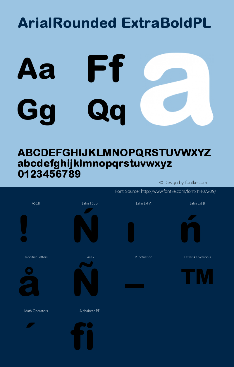 ArialRounded ExtraBoldPL Version 001.000 Font Sample