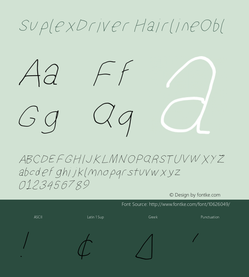 SuplexDriver HairlineObl Version BOOM Font Sample