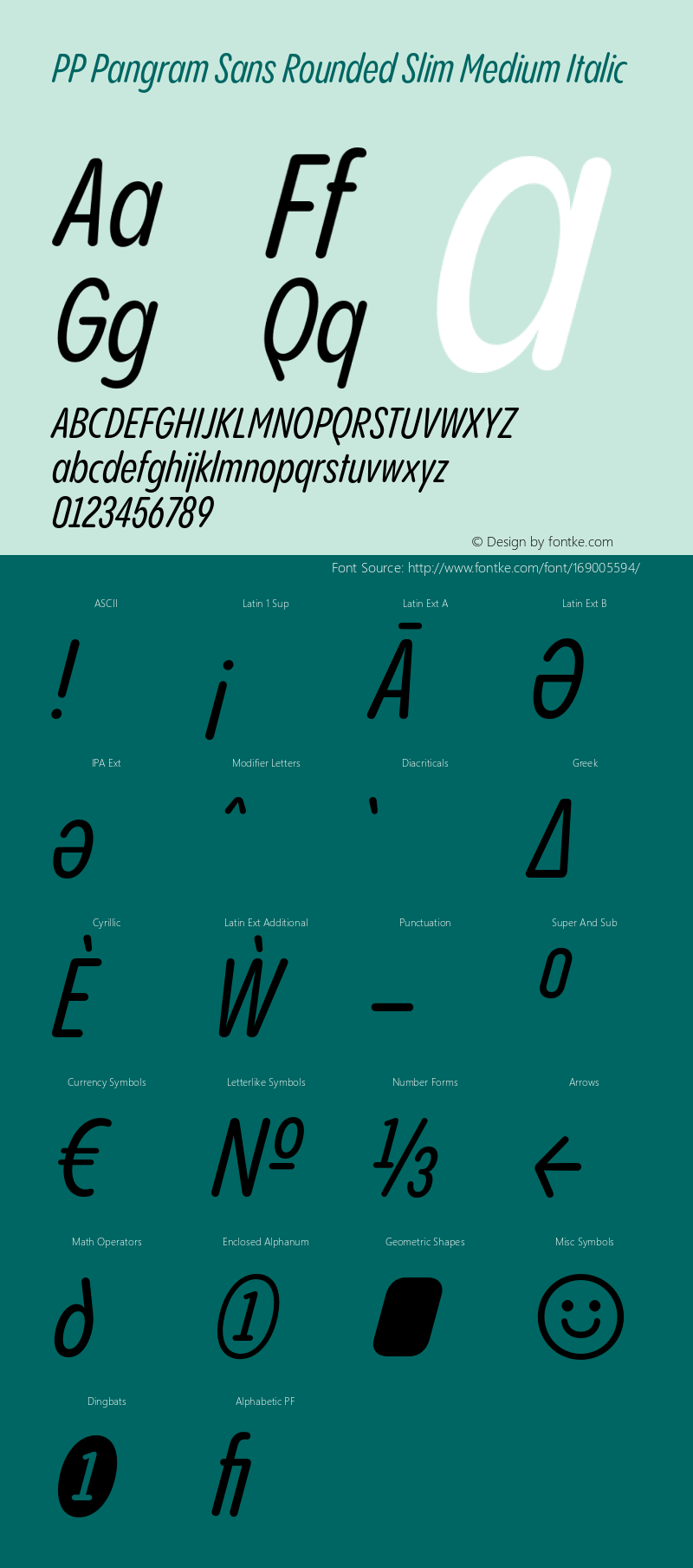 PP Pangram Sans Rounded Slim Medium Italic Version 1.100 | FøM fixed图片样张