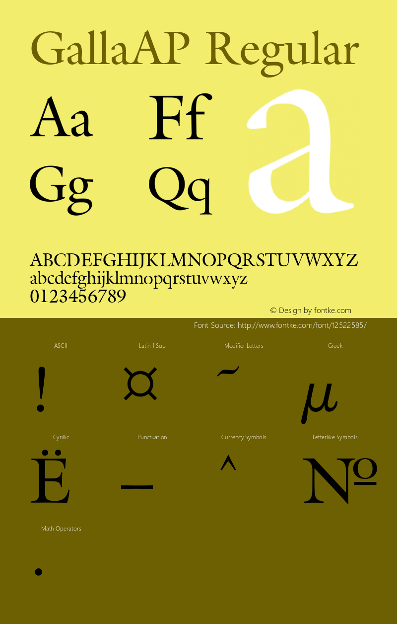 GallaAP Regular OTF 1.0;PS 001.000;Core 116;AOCW 1.0 161 Font Sample