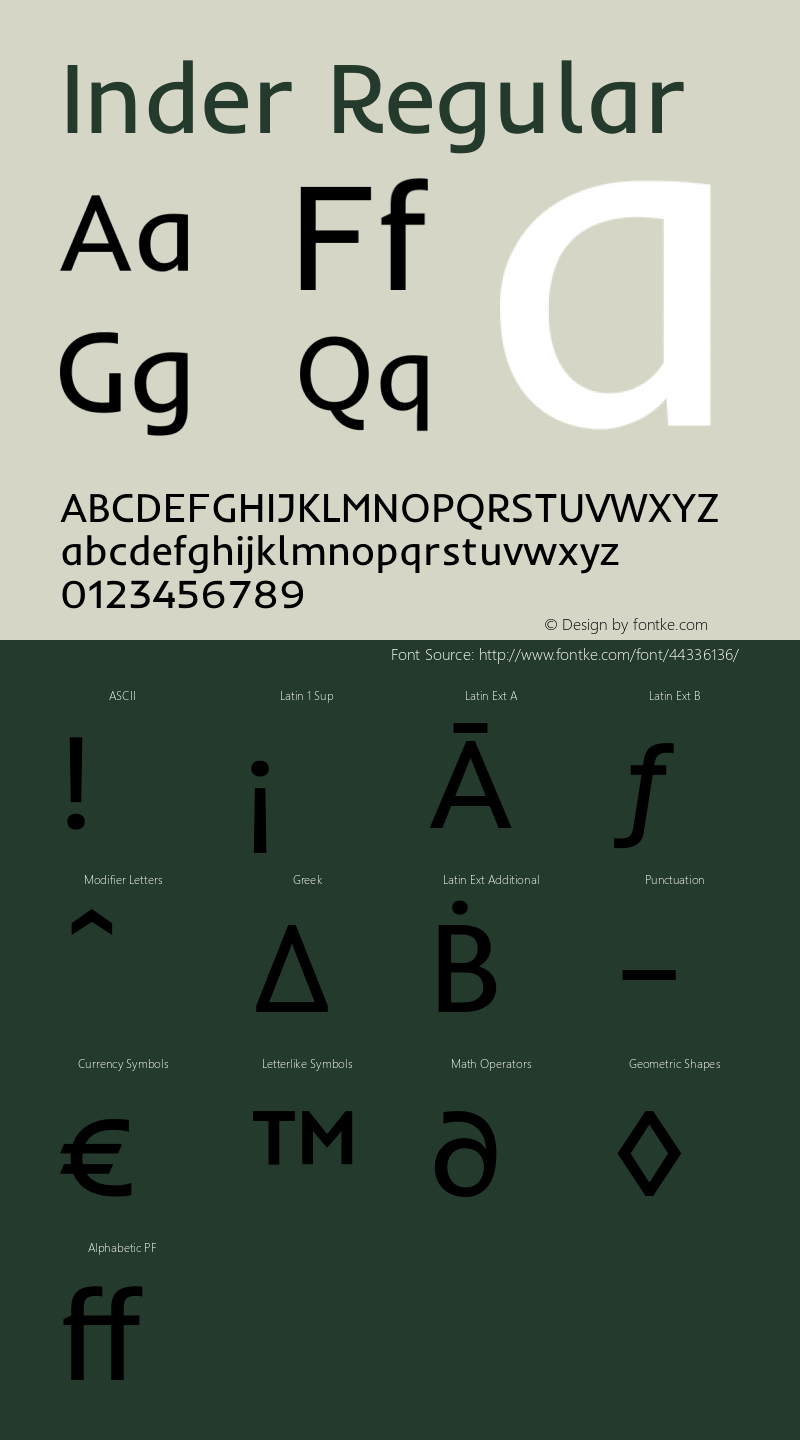 Inder Version 1.001 Font Sample