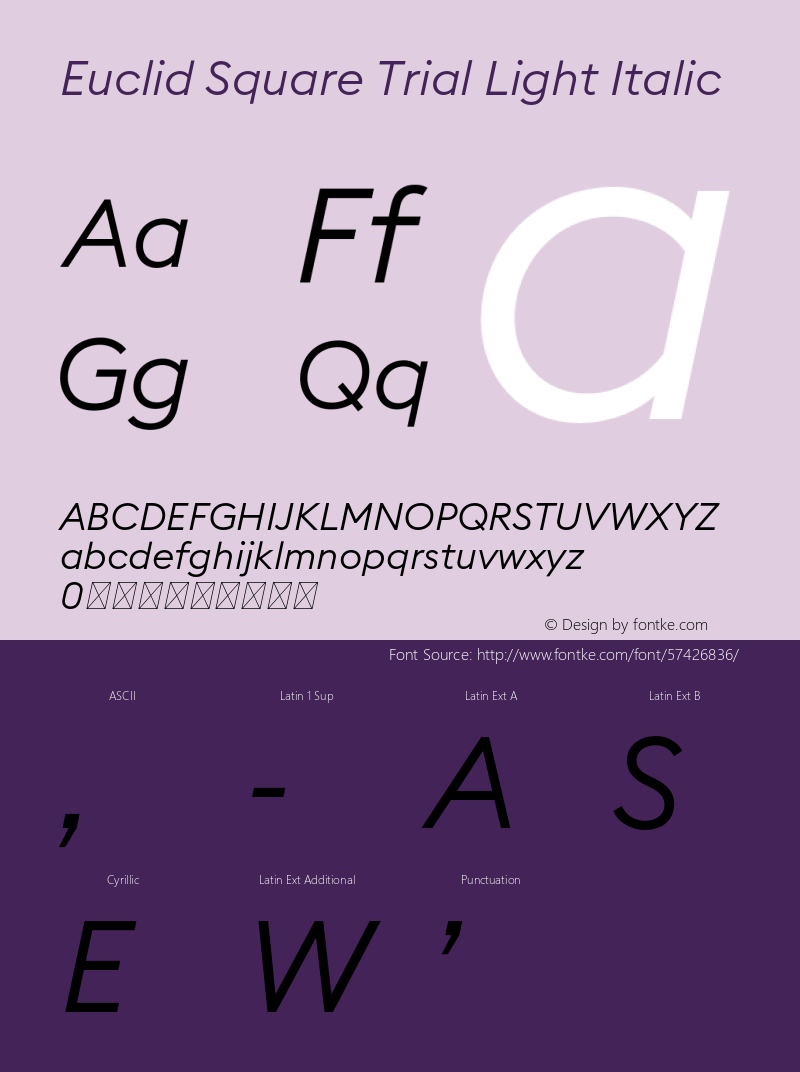 Euclid Square Trial Light Italic Version 3.001 Font Sample