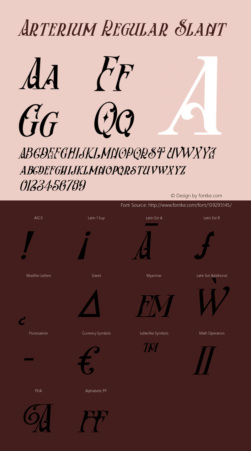 Arterium-RegularSlant Version 1.000 Font Sample