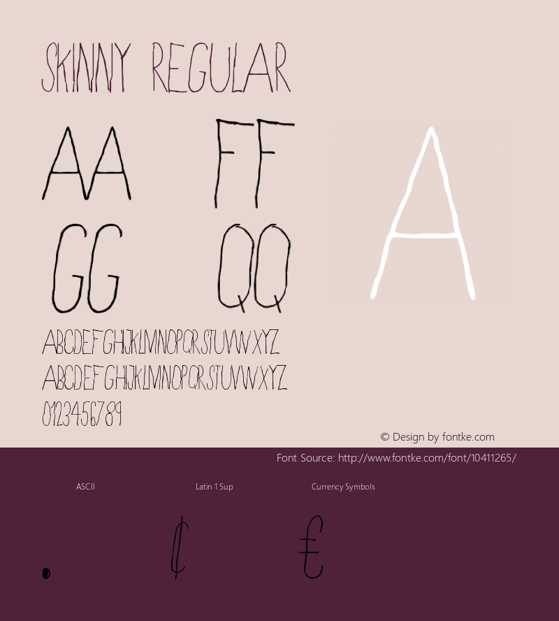 Skinny Regular Version 1.000 Font Sample