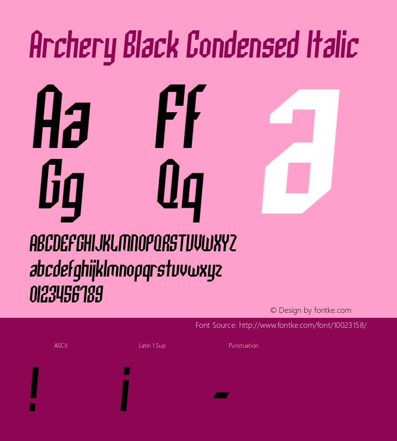 Archery Black Condensed Italic 1.0 Font Sample