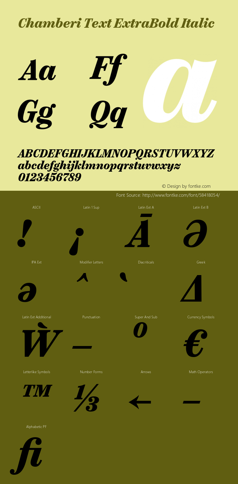 Chamberi Text ExtraBold Italic Version 1.000 Font Sample