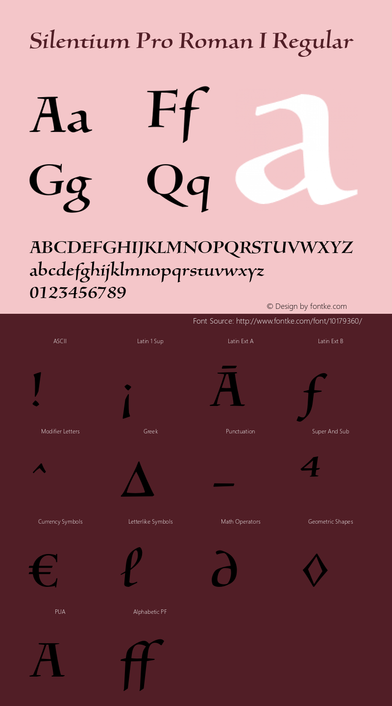 Silentium Pro Roman I Regular OTF 1.004;PS 001.000;Core 1.0.23;hotunix 1.27 Font Sample