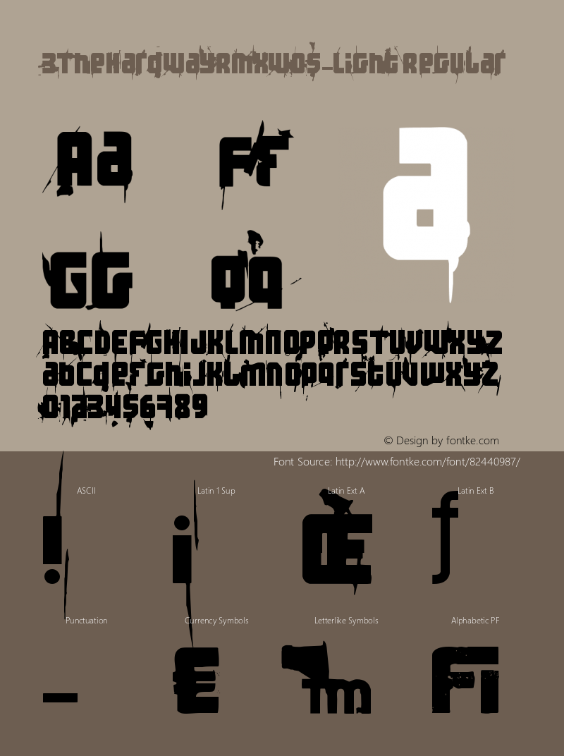 3 The Hard Way RMX W05 Light Version 1.10 Font Sample