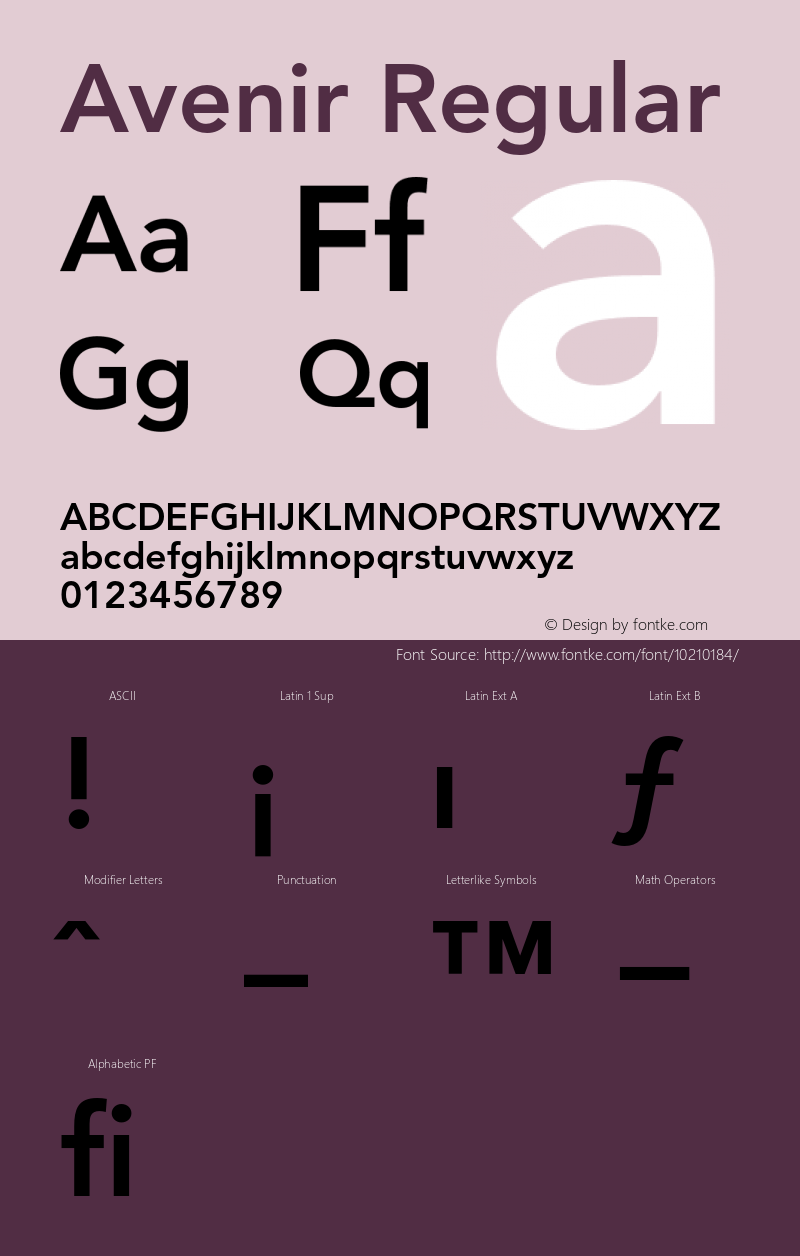 Avenir Regular 001.000 Font Sample