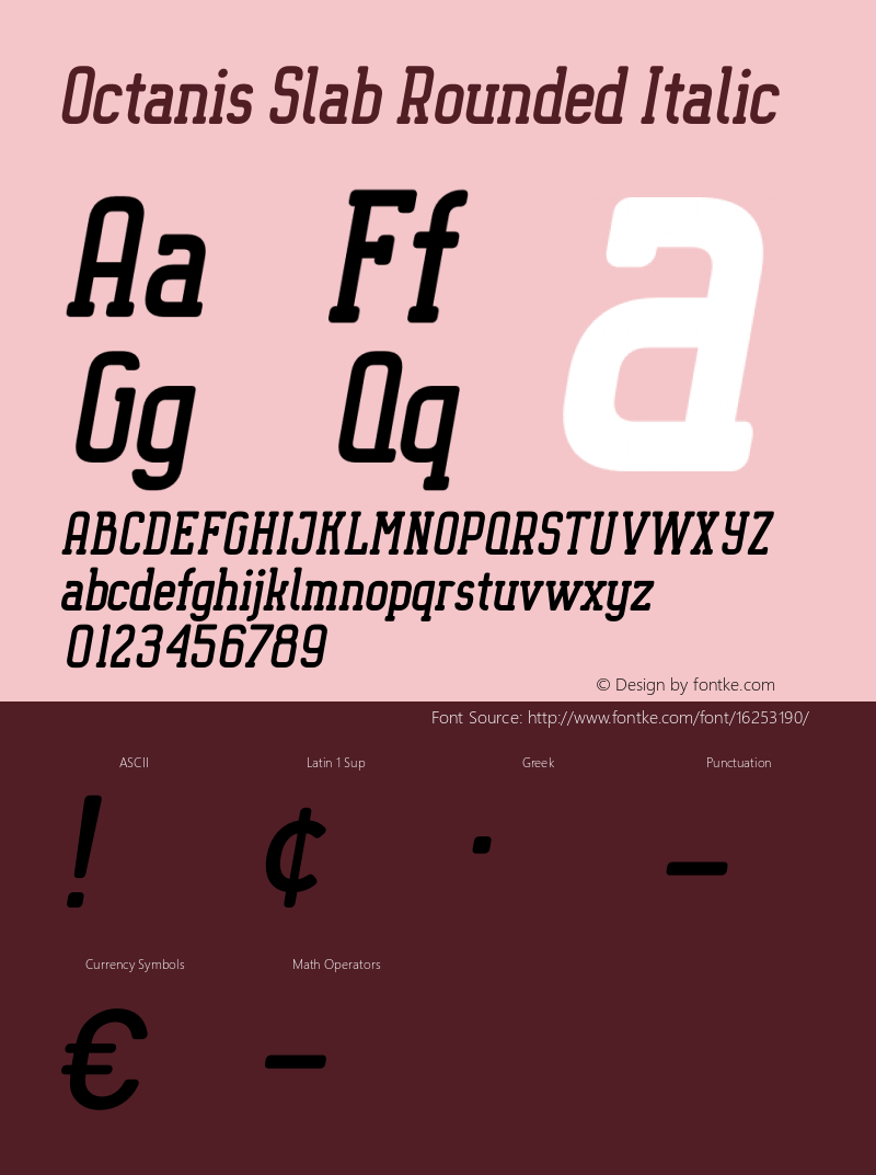 Octanis Slab Rounded Italic Version 1.000;PS 001.000;hotconv 1.0.70;makeotf.lib2.5.58329 DEVELOPMENT Font Sample