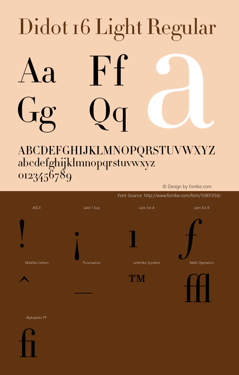 Didot 16 Light Regular 001.000 Font Sample