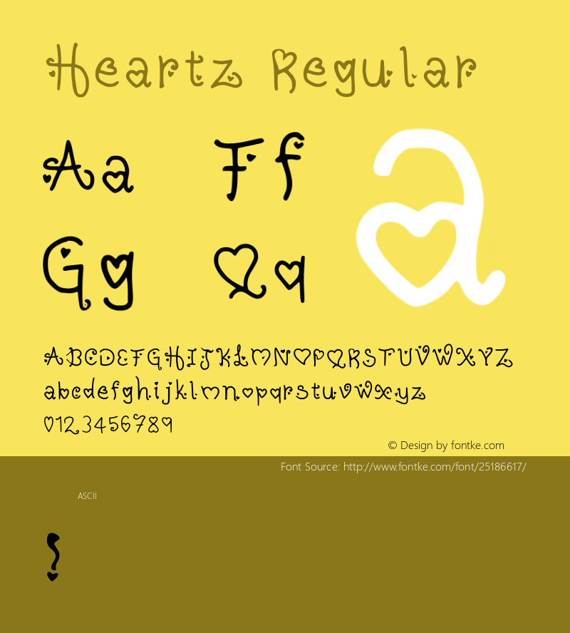 Heartz Regular Version 001.000 Font Sample