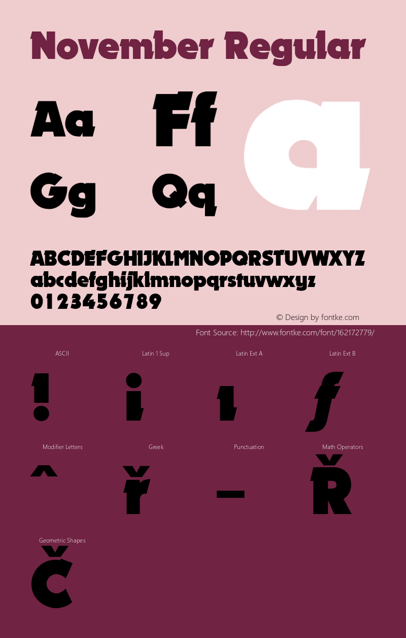 November Version 1.00 October 22, 2020, initial release Font Sample