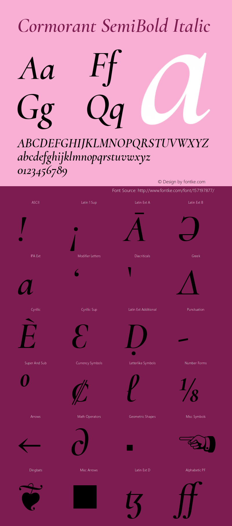 Cormorant SemiBold Italic Version 3.613 Font Sample