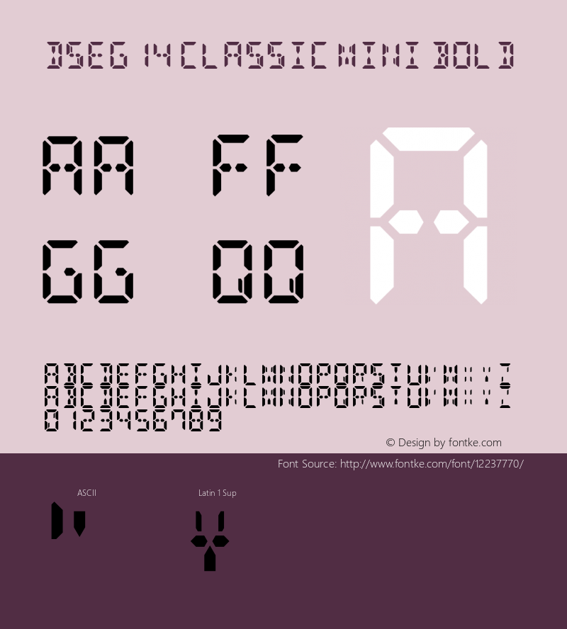 DSEG14 Classic Mini Bold Version 0.2 Font Sample