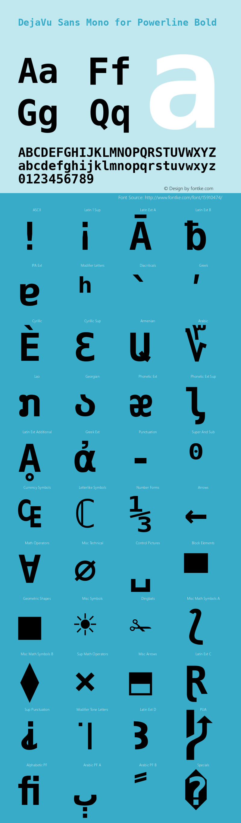 DejaVu Sans Mono for Powerline Bold Version 2.33 Font Sample