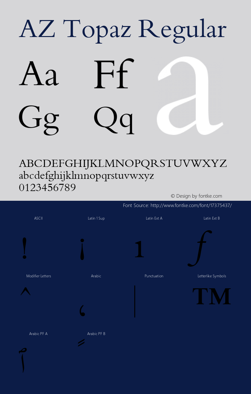 AZ Topaz Regular Glyph Systems 5-April-96 Font Sample