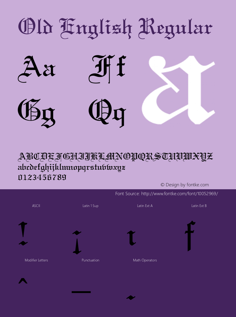 Old English Regular Converted from d:\win\fastfont\LINCOLN.FF1 by ALLTYPE Font Sample