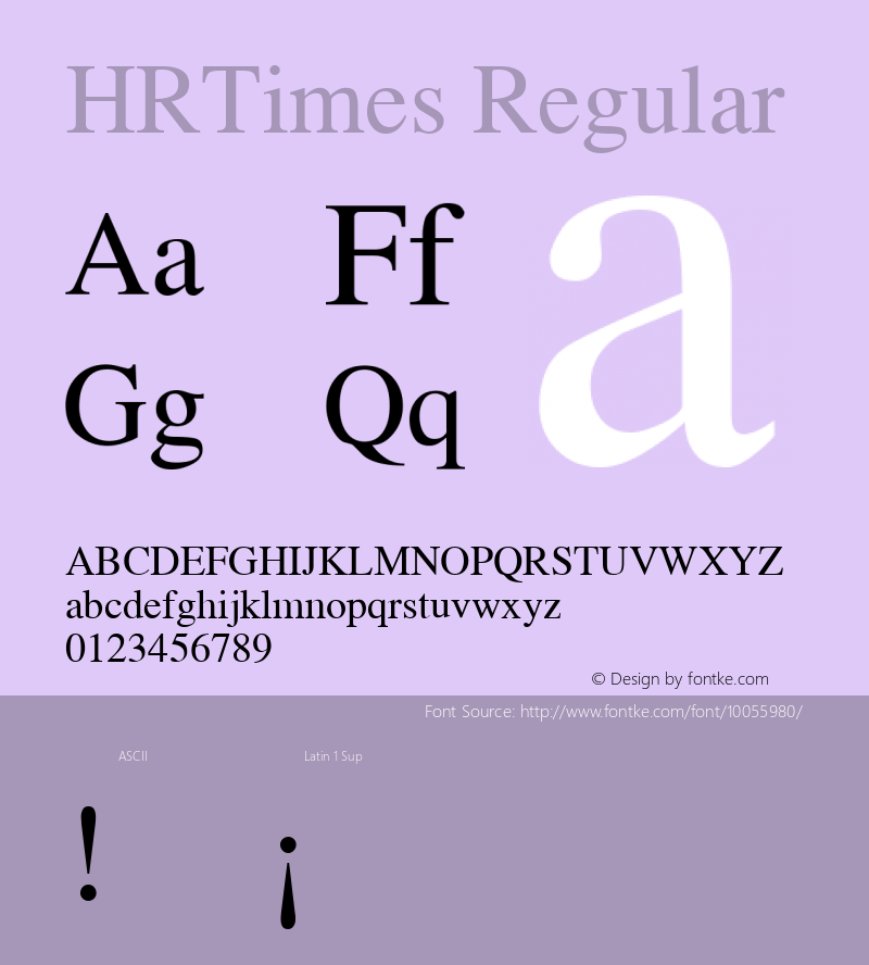 HRTimes Regular Altsys Metamorphosis:4/17/92 Font Sample
