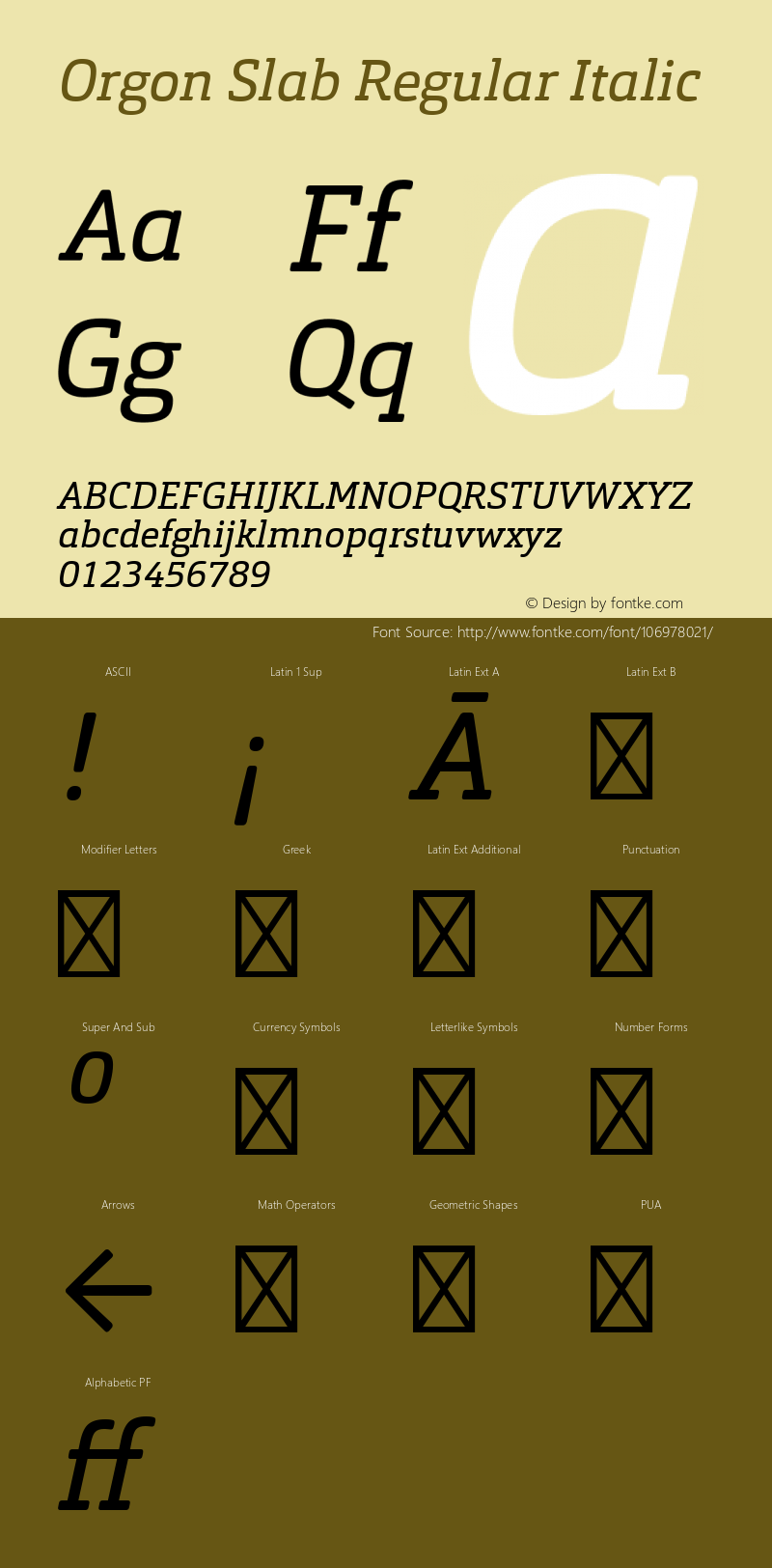 OrgonSlab-Italic Version 1.000 | web-TT Font Sample