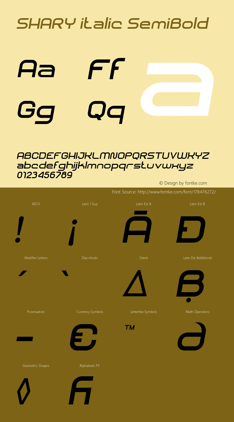 SHARY italic SemiBold Version 1.000图片样张