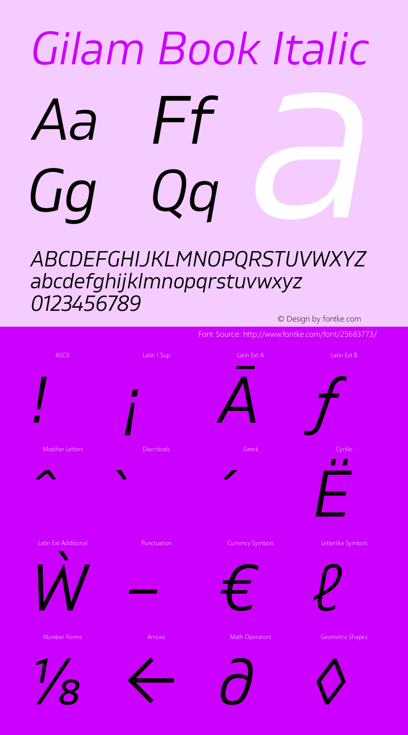 Gilam Book Italic Version 1.000;PS 001.000;hotconv 1.0.88;makeotf.lib2.5.64775 Font Sample